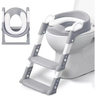 KIDOOLA Adjustable Potty Ladder Seat for Toilet Training with Steps, Handle Grey