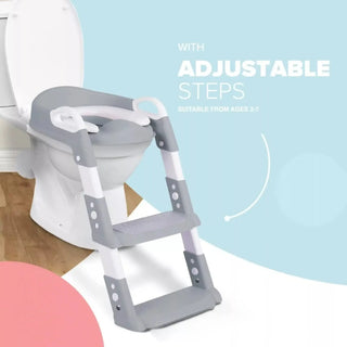 KIDOOLA Adjustable Potty Ladder Seat for Toilet Training with Steps, Handle Grey