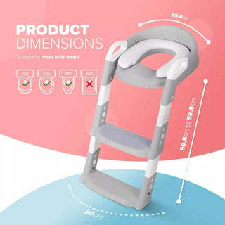 KIDOOLA Adjustable Potty Ladder Seat for Toilet Training with Steps, Handle Grey