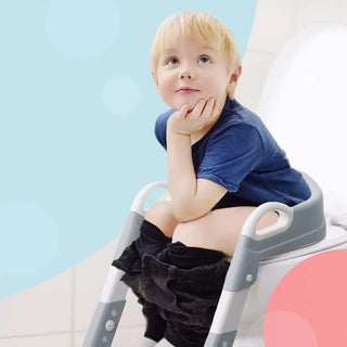 KIDOOLA Adjustable Potty Ladder Seat for Toilet Training with Steps, Handle Grey