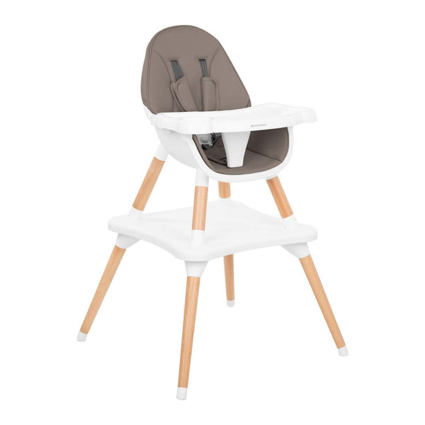 KikkaBoo Multi 3 in 1 Wooden Baby Highchair Table Set 4-Position Tray Dark Beige