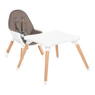 KikkaBoo Multi 3 in 1 Wooden Baby Highchair Table Set 4-Position Tray Dark Beige
