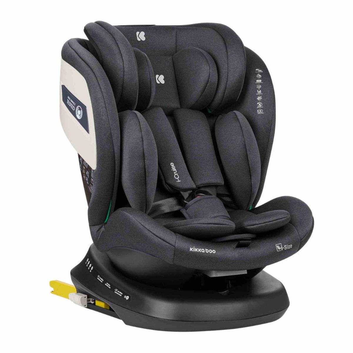 KikkaBoo i-Cruise i-Size ISOFIX Car Seat 40–150cm – Dark Grey