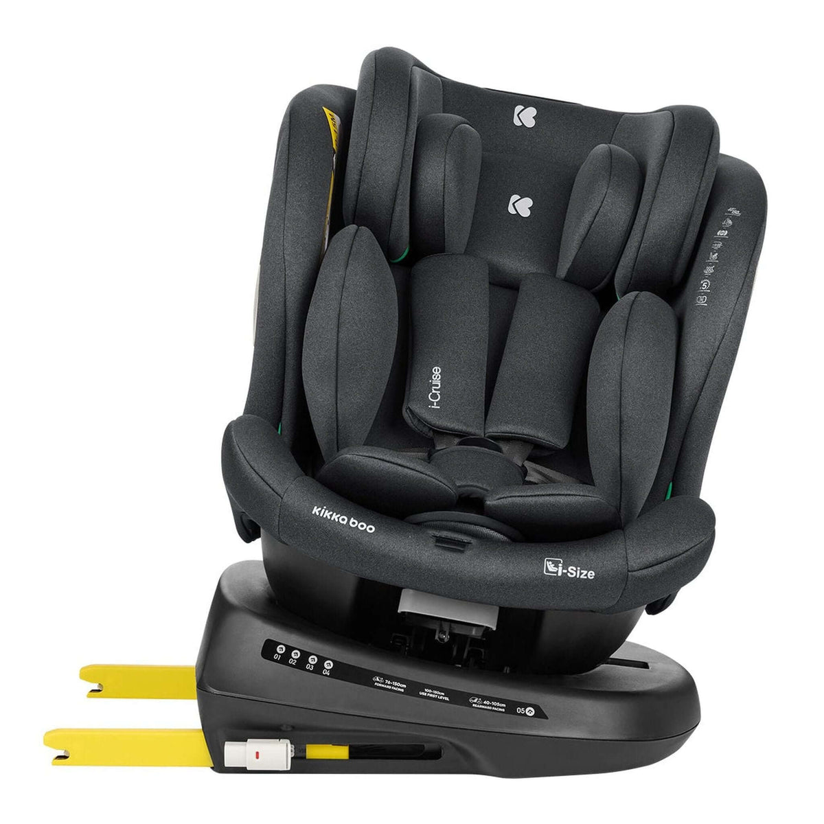 KikkaBoo i-Cruise Car Seat 40-150 cm i-Size ISOFIX Dark Grey – rotated towards the door