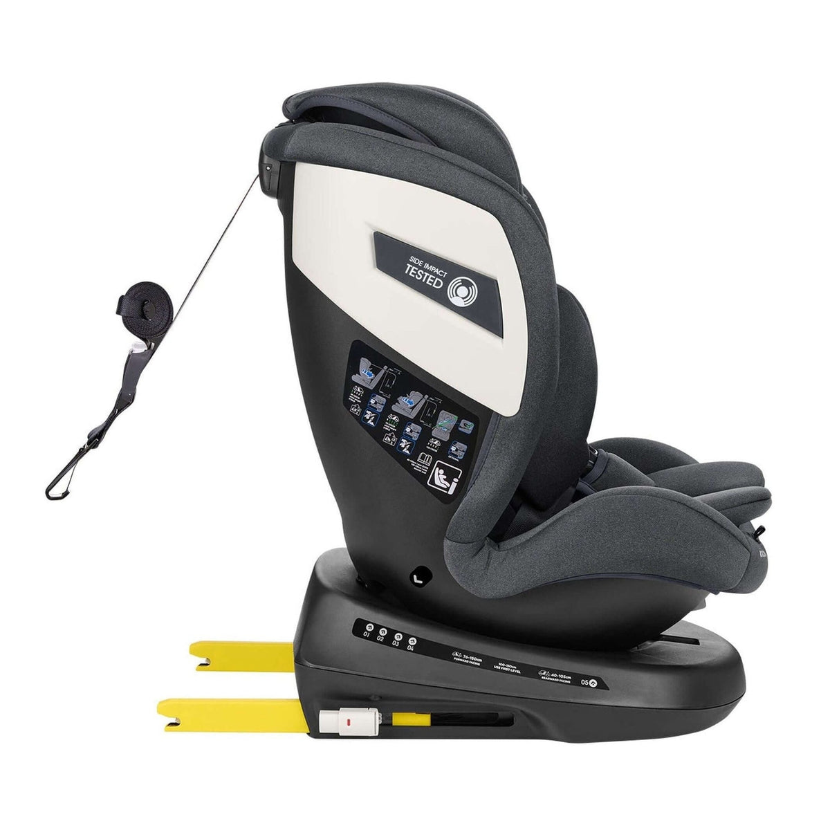 KikkaBoo i-Cruise i-Size ISOFIX Car Seat 40–150cm – Dark Grey