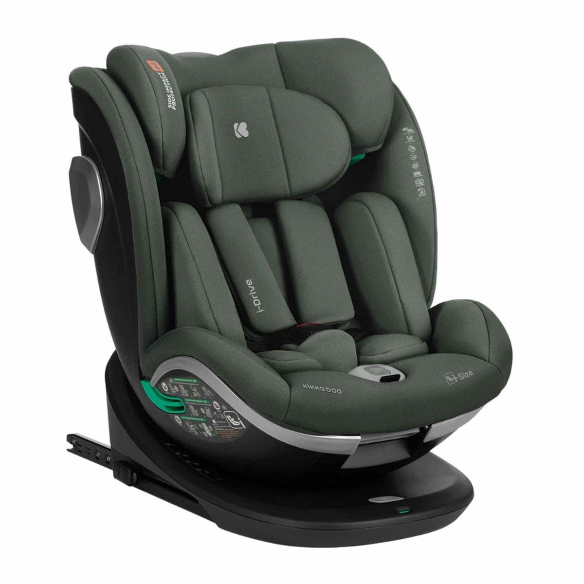 KikkaBoo i-Drive 360 i-Size ISOFIX Car Seat 40–150cm – Army Green