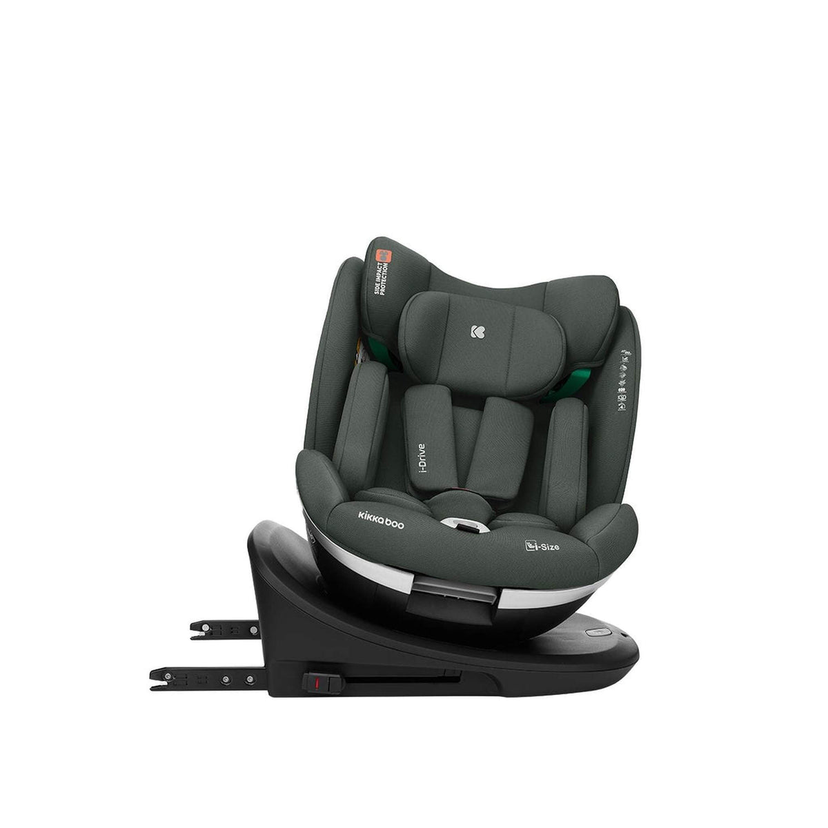 KikkaBoo i-Drive 360° Rotating Baby Child Car Seat i-Size ISOFIX 40-150 cm Army – rotated towards the door