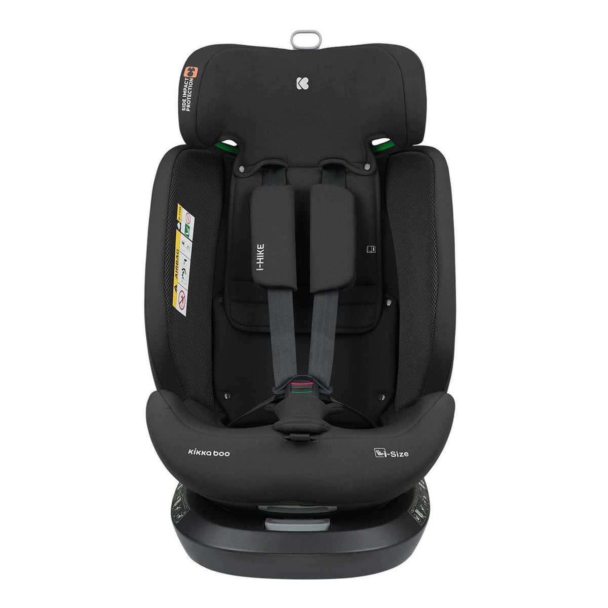 KikkaBoo i-Hike i-Size Car seat ISOFIX 40-150 cm Black 2025 – front view with harness