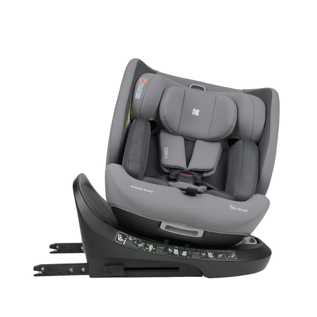 KikkaBoo i-Hike i-Size Car seat ISOFIX 40-150 cm Light Grey 2025 – rotated towards the door