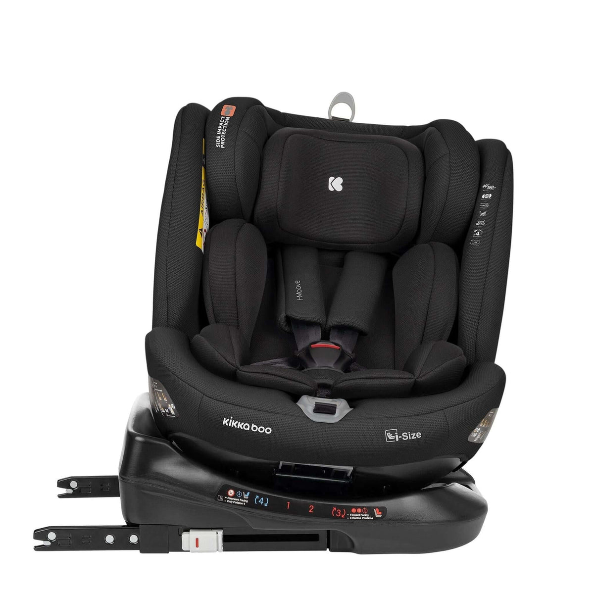 KikkaBoo i-Moove 360° Rotating Baby Child Car Seat i-Size With ISOFIX Black – rotated towards the door