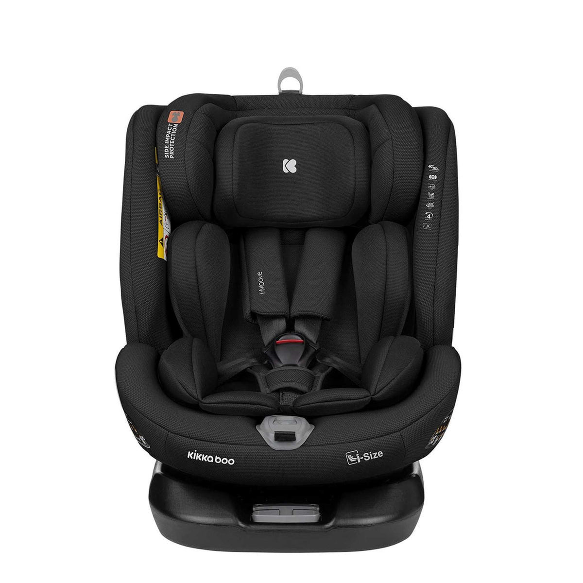 KikkaBoo i-Moove 360° Rotating Baby Child Car Seat i-Size With ISOFIX Black – front view with insert