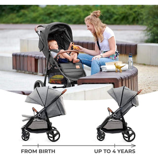 Kinderkraft Grande Plus Toddler Pushchair Pram Stroller Foldable up to 22kg Grey