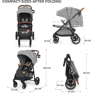 Kinderkraft Grande Plus Toddler Pushchair Pram Stroller Foldable up to 22kg Grey