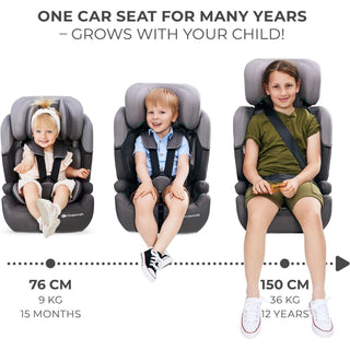Kinderkraft Safety FIX2 I-Size Baby Booster Child Car Seat ISOFIX - Grey