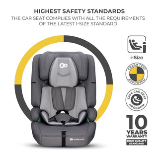 Kinderkraft Safety FIX2 I-Size Baby Booster Child Car Seat ISOFIX - Grey