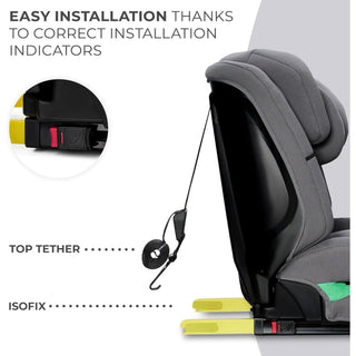 Kinderkraft Safety FIX2 I-Size Baby Booster Child Car Seat ISOFIX - Grey