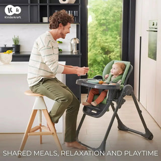 Kinderkraft Tummie, 2-in-1 Baby Hign Chair Bouncer Ergonomic Comfortable Green