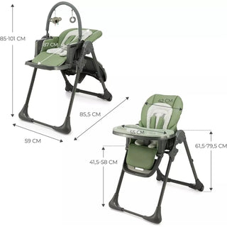 Kinderkraft Tummie, 2-in-1 Baby Hign Chair Bouncer Ergonomic Comfortable Green