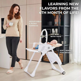 Kinderkraft Tummie, 2-in-1 Baby Hign Chair Bouncer Ergonomic Comfortable Green