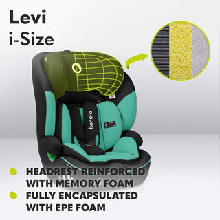 Lionelo Levi I-Size Car Seat 9-36kg Infant to 12 Years Side Protection, Green