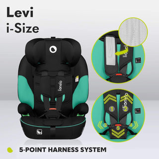 Lionelo Levi I-Size Car Seat 9-36kg Infant to 12 Years Side Protection, Green