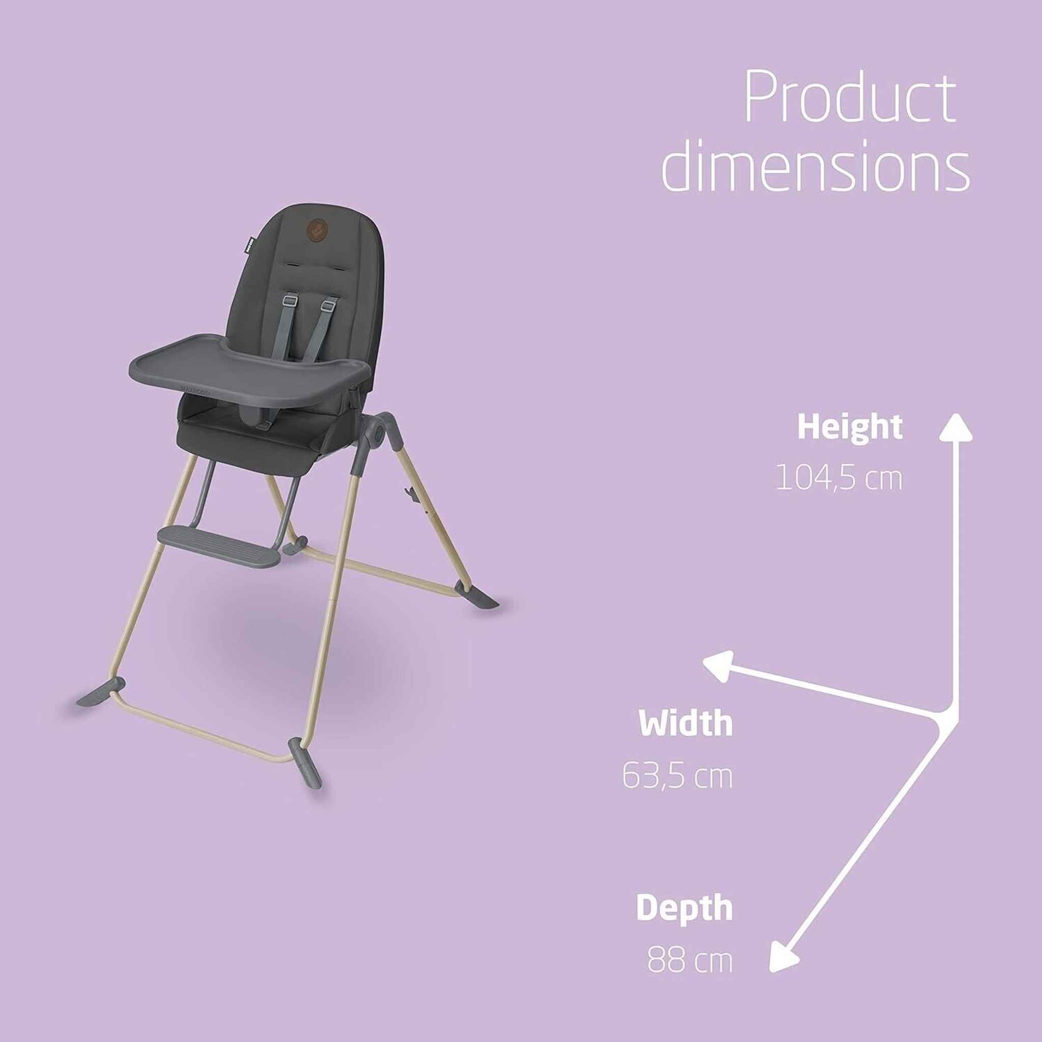 maxi cosi ava high chair Maxi-Cosi Ava Baby Highchair with 3 Recline Positions Ultra-Compact Fold Light