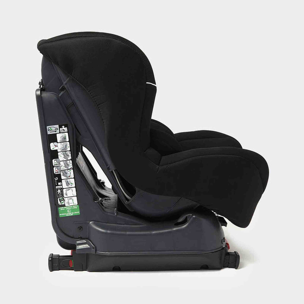 Mothercare Adelaide i-Size Car Seat R129 for 40-105 cm Black – side view, reclined