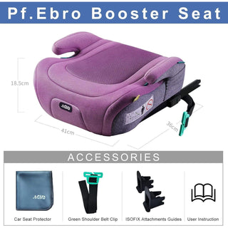 Pf.Ebro i-Size Booster Seat Toddler Car Seat Lightweight Backless Booster Purple