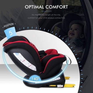 Reecle 360 Swivel ISOFIX Car Seat for Group 0+1/2/3 Red