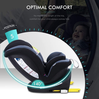 Reecle 360 Swivel ISOFIX Car Seat for Group 0+1/2/3 Grey