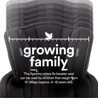 Apramo Ostara Fix High Back Booster Car Seat, Group 2/3 3–12 Years – Black Platinum