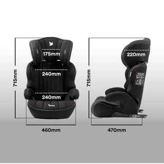 Apramo Ostara Fix High Back Booster Car Seat, Group 2/3 3–12 Years – Black Platinum