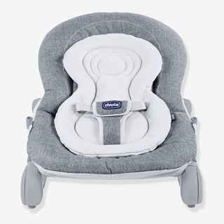 Chicco Hoopla Baby Bouncer – Grey | Adjustable Recline, Toy Bar, Folds Flat | Birth to 18kg