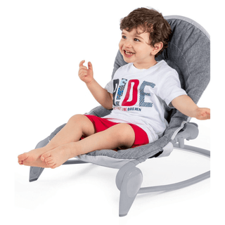 Chicco Hoopla Baby Bouncer – Grey | Adjustable Recline, Toy Bar, Folds Flat | Birth to 18kg
