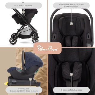 Silver Cross Dream i-Size Baby Carrier Baby Car Seat Travel Isofix Base - Space