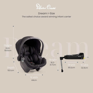 Silver Cross Dream i-Size Baby Carrier Baby Car Seat Travel Isofix Base - Space