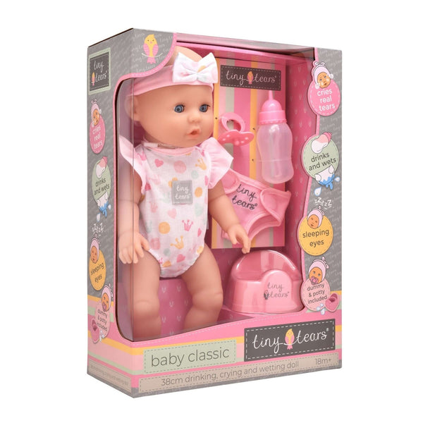 Tiny Tears Doll Baby Classic – 38cm Drinking, Crying & Wetting