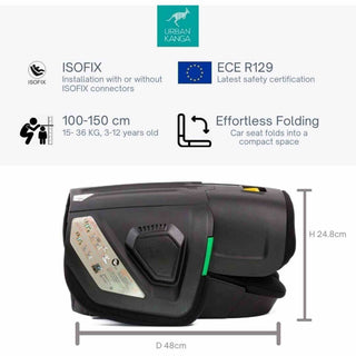 Urban Kanga Wallaroo 2 Car Seat Booster Portable & Foldable ISOFIX i-Size, Black