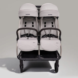 JoviKids Ayla Twin Pushchair – Lightweight Double Stroller with Compact Fold Beige