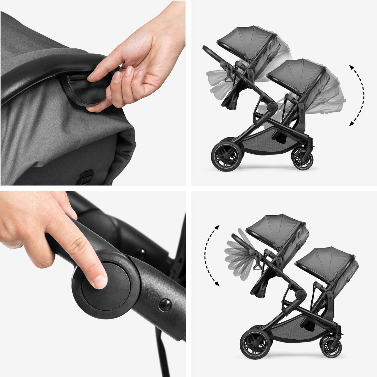 One-hand recline of the Hauck Atlantic Twin seats