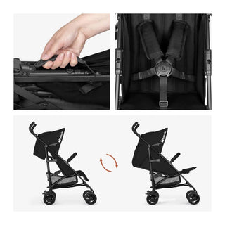 Hauck Fold N Care Pushchair – Black Lightweight Travel Stroller
