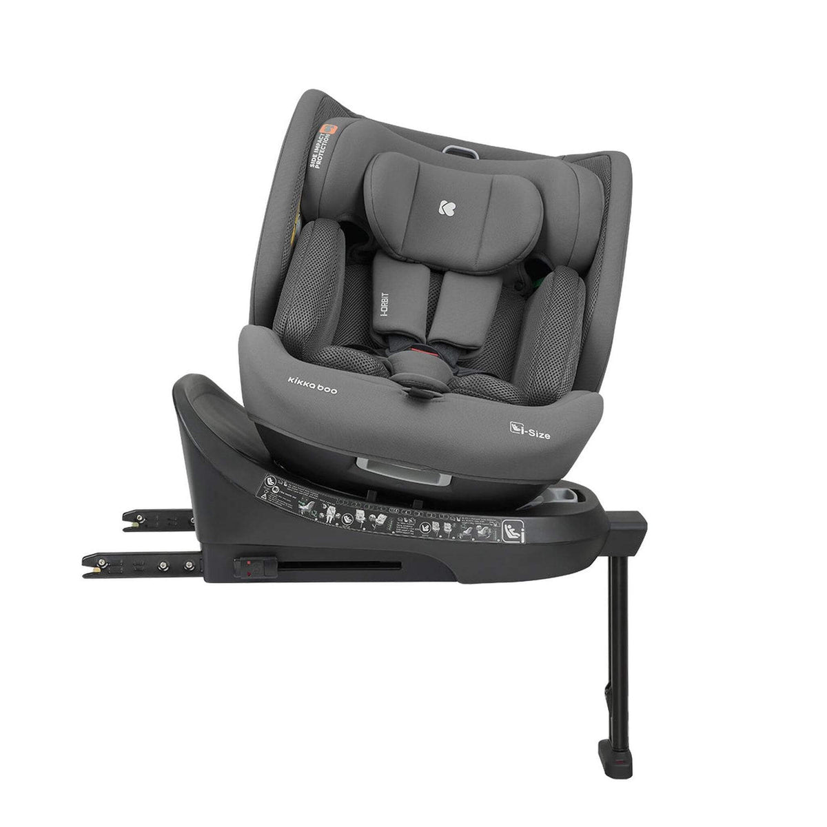 KikkaBoo i-Orbit i-Size Car seat ISOFIX 40-150cm Dark Grey 2025 – rotated towards the door