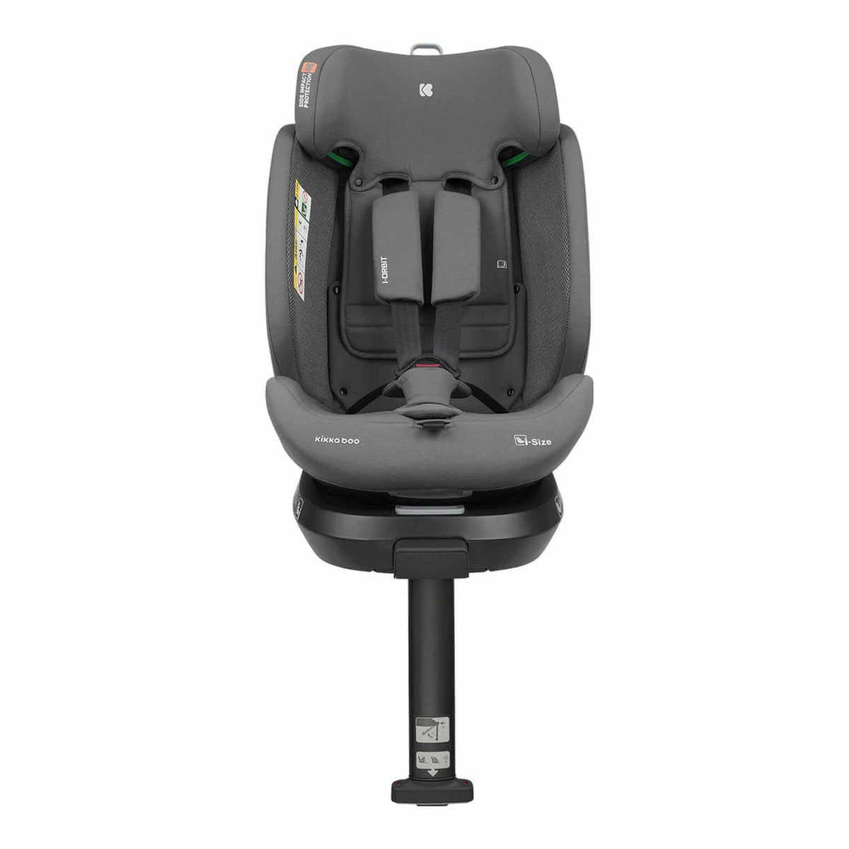 KikkaBoo i-Orbit i-Size Car seat ISOFIX 40-150cm Dark Grey 2025 – front view with harness