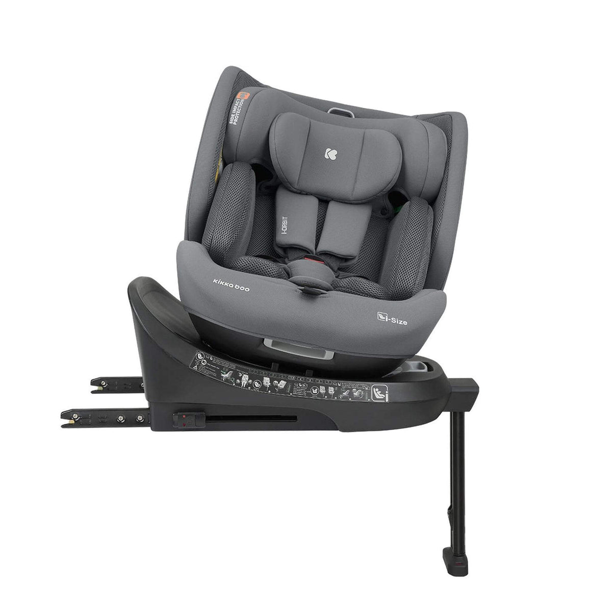KikkaBoo i-Orbit i-Size Car seat ISOFIX 40-150cm Light Grey 2025 – rotated towards the door
