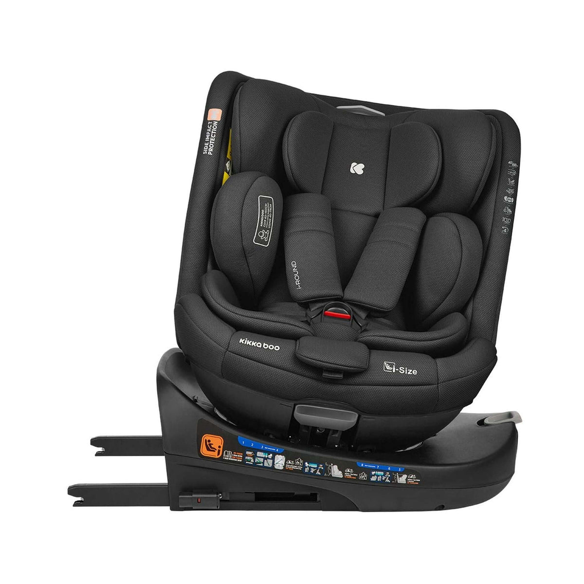 KikkaBoo i-Round i-Size Car seat ISOFIX 40-150cm Black – rotated towards the door