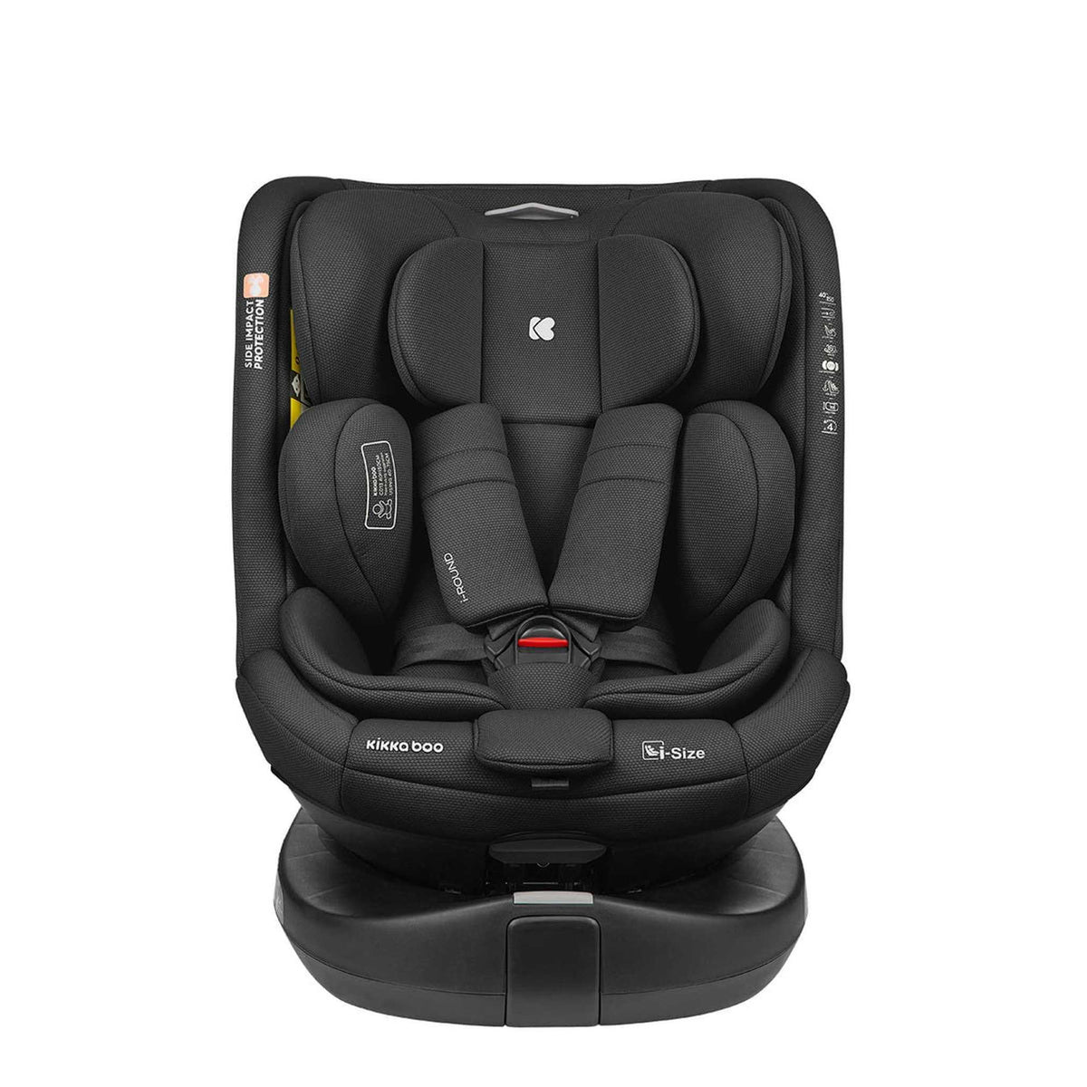 KikkaBoo i-Round i-Size Car seat ISOFIX 40-150cm Black – front view with insert