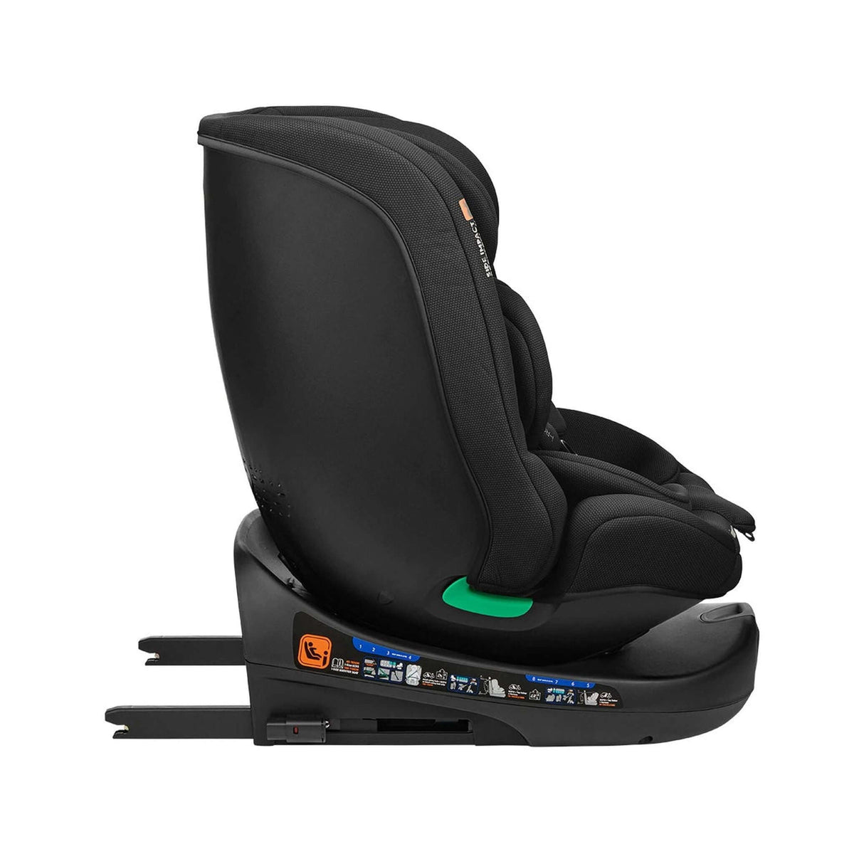 KikkaBoo i-Round i-Size Car seat ISOFIX 40-150cm Black – forward-facing side view