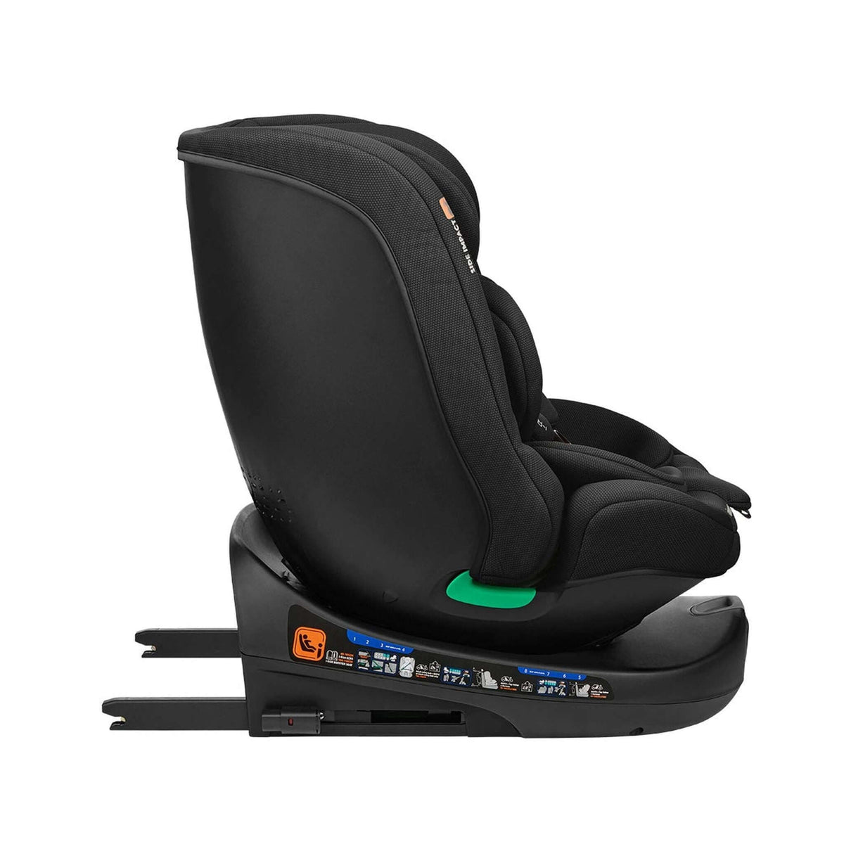 KikkaBoo i-Round i-Size Car seat ISOFIX 40-150cm Black – recline position 2