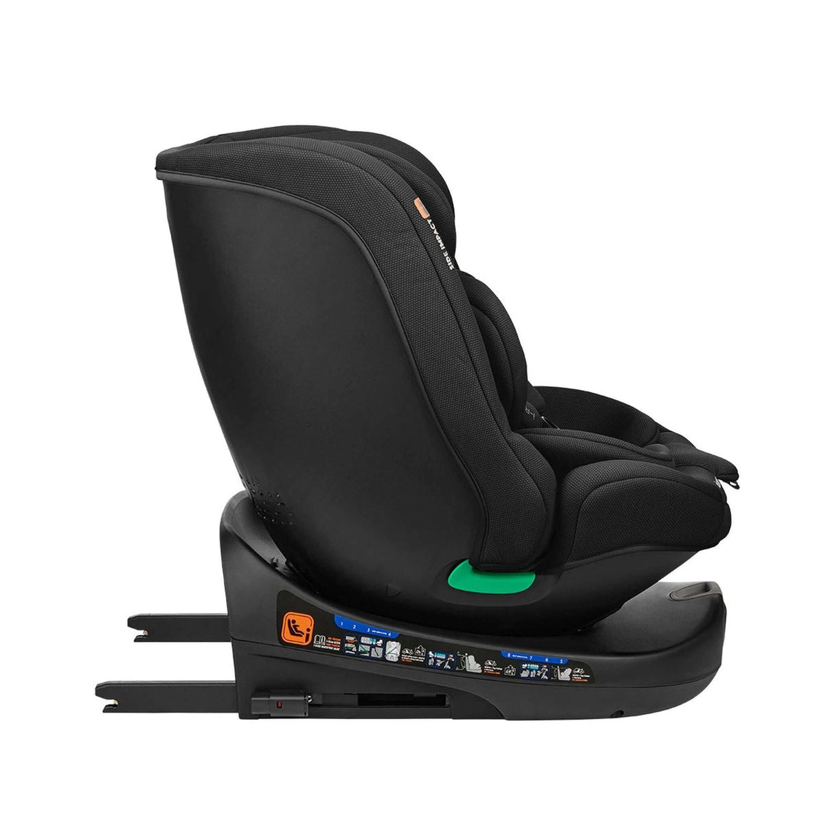 KikkaBoo i-Round i-Size Car seat ISOFIX 40-150cm Black – recline position 3