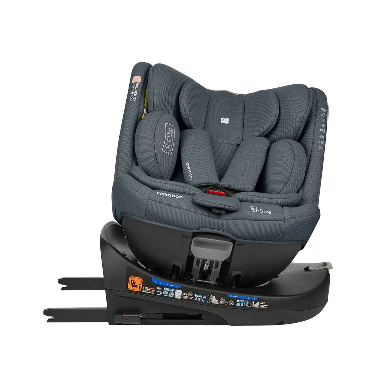 KikkaBoo i-Round i-Size Car seat ISOFIX 40-150cm Dark Grey – rotation